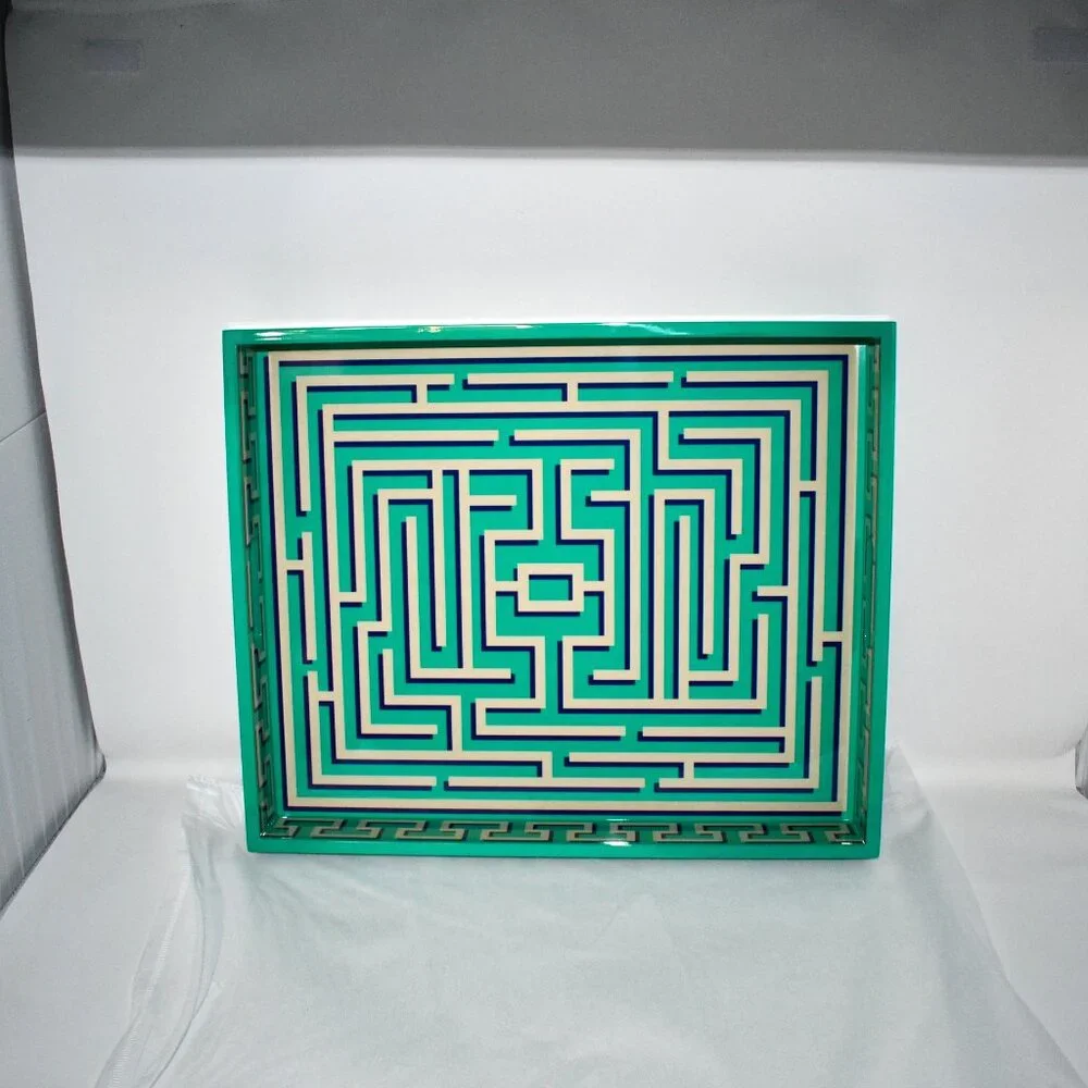Jonathon Adler Labyrinth Lacquer Tray in Neon Classical # 35132 Details: Crafte